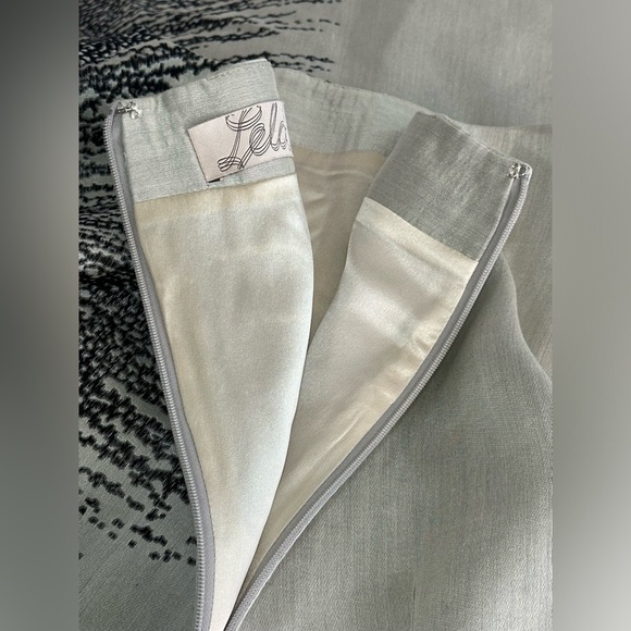 LELA ROSE SILK BLEND SHEATH DRESS Size 2 Ivory & Black Abstract Cap Sleeve Lined - Picture 6 of 8